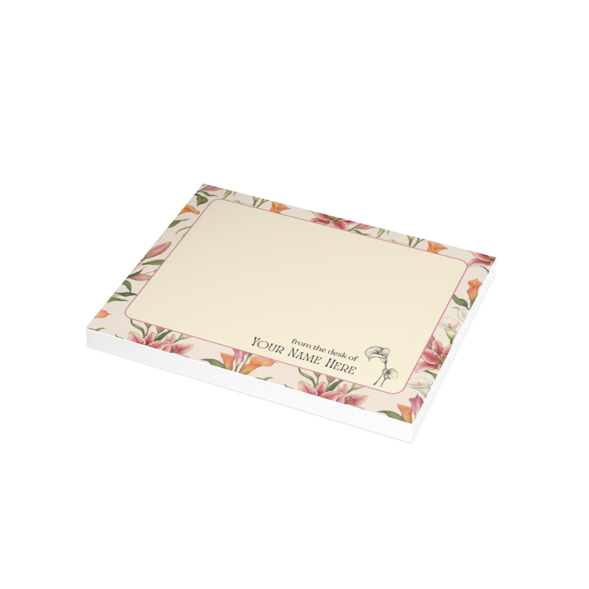 The Lily personalized note cards shown with envelopes.