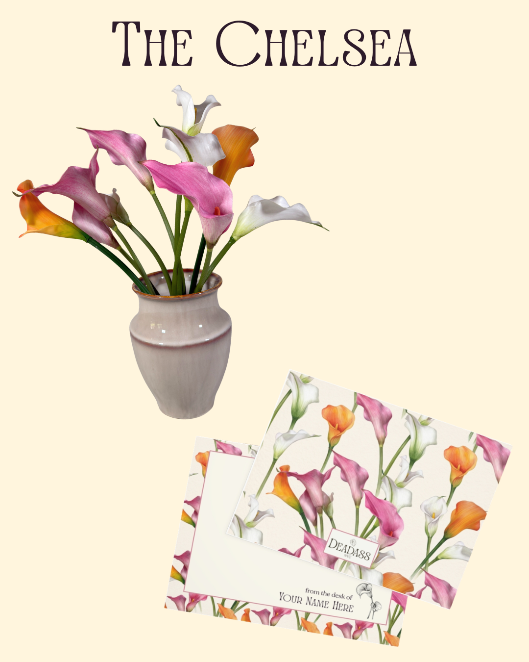 The Chelsea silk arrangement styled in a Chelsea-style apartment setting.