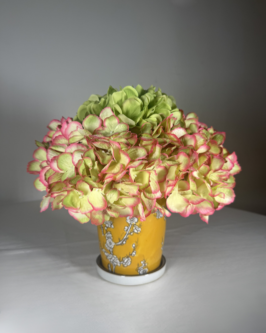 The Park silk flower arrangement — a soft, garden-gathered faux floral bouquet in a clear glass vase. 9 inches tall, the smallest in our collection. Hand-arranged in NYC by Deadass Flowers.