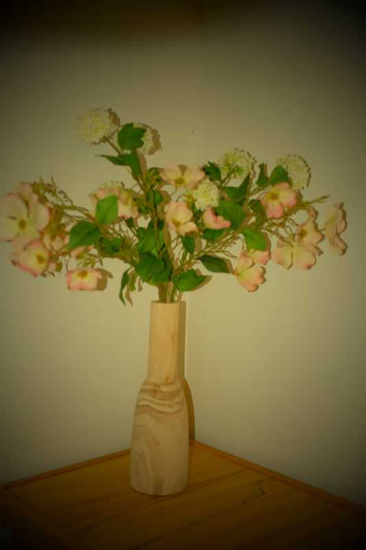 The Gracie silk arrangement detail view of dogwood and viburnum.