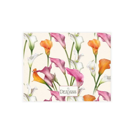 The Chelsea note card detail showing warm coral and cream floral pattern.