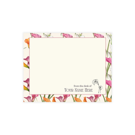 The Chelsea personalized note card set with warm coral and cream floral stationery.