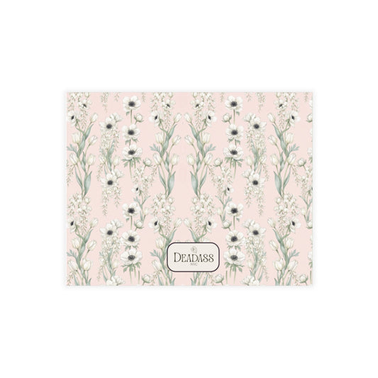 The Gramercy note card detail showing wisteria and anemone floral pattern.