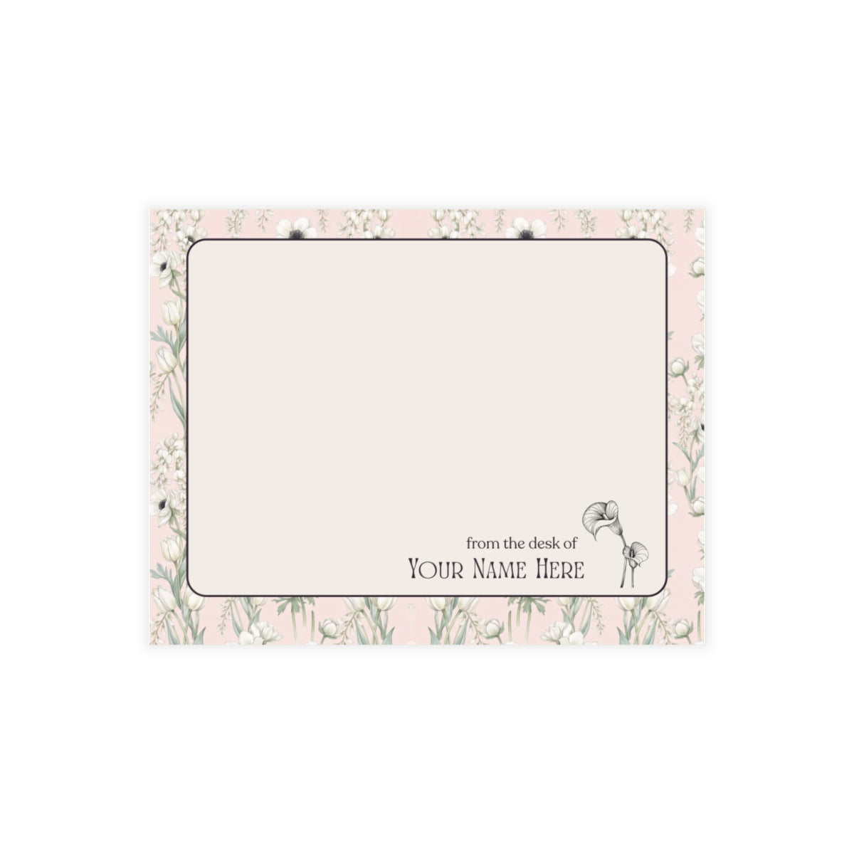 The Gramercy personalized note card set with wisteria, anemone, and tulip floral stationery.