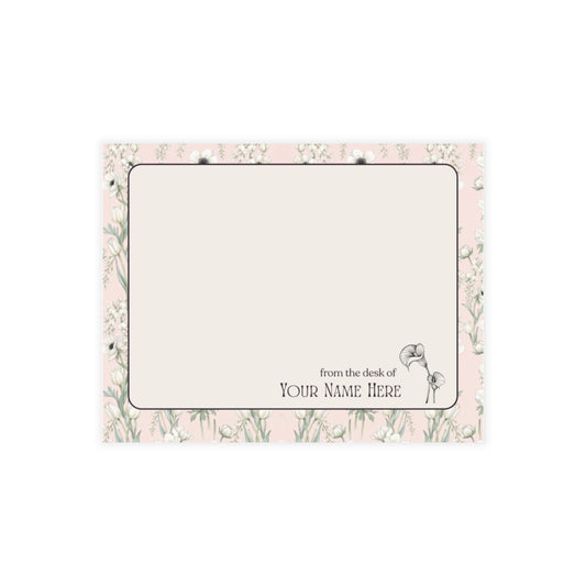 The Gramercy personalized note card set with wisteria, anemone, and tulip floral stationery.