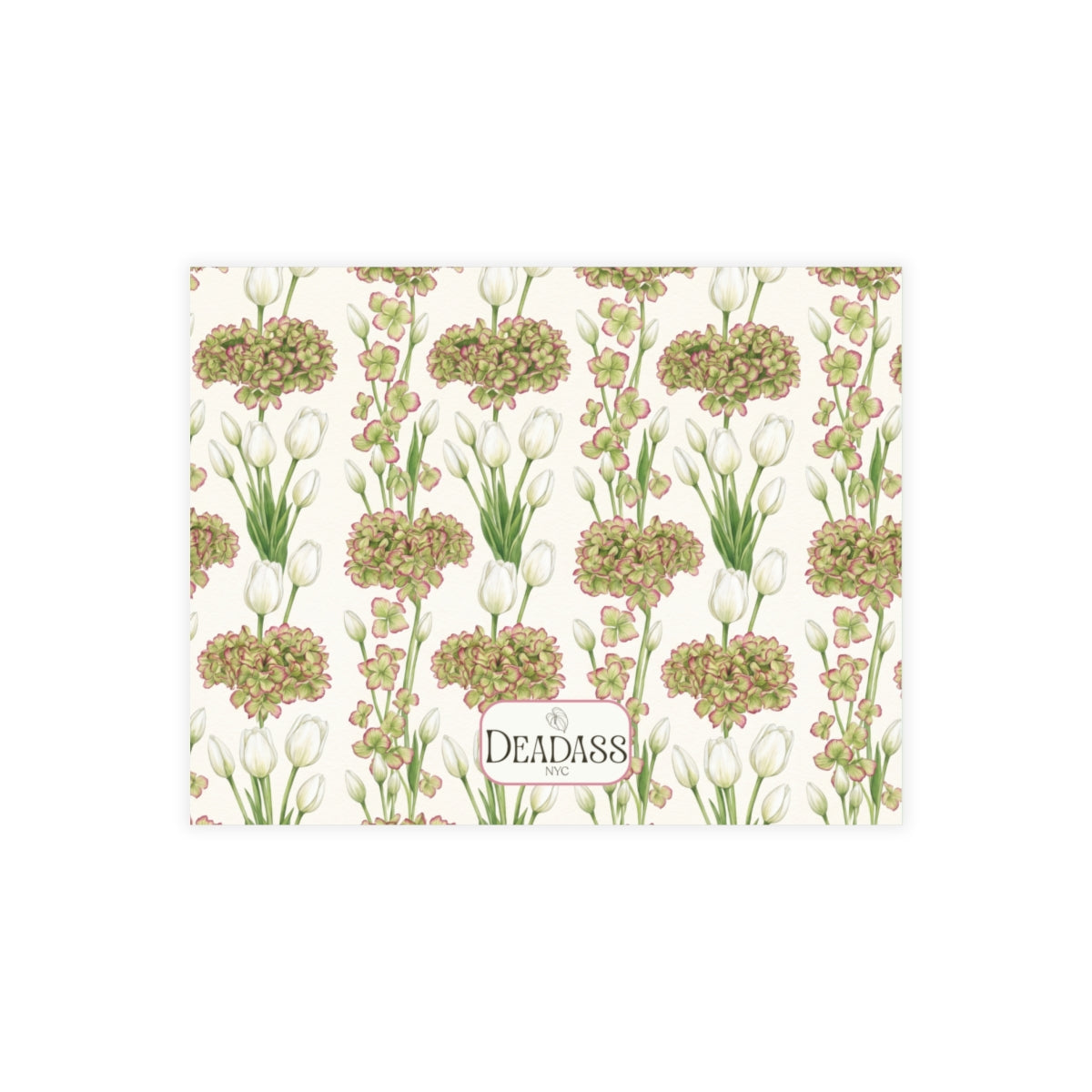 The Madison note card detail showing pink calla lily floral pattern.