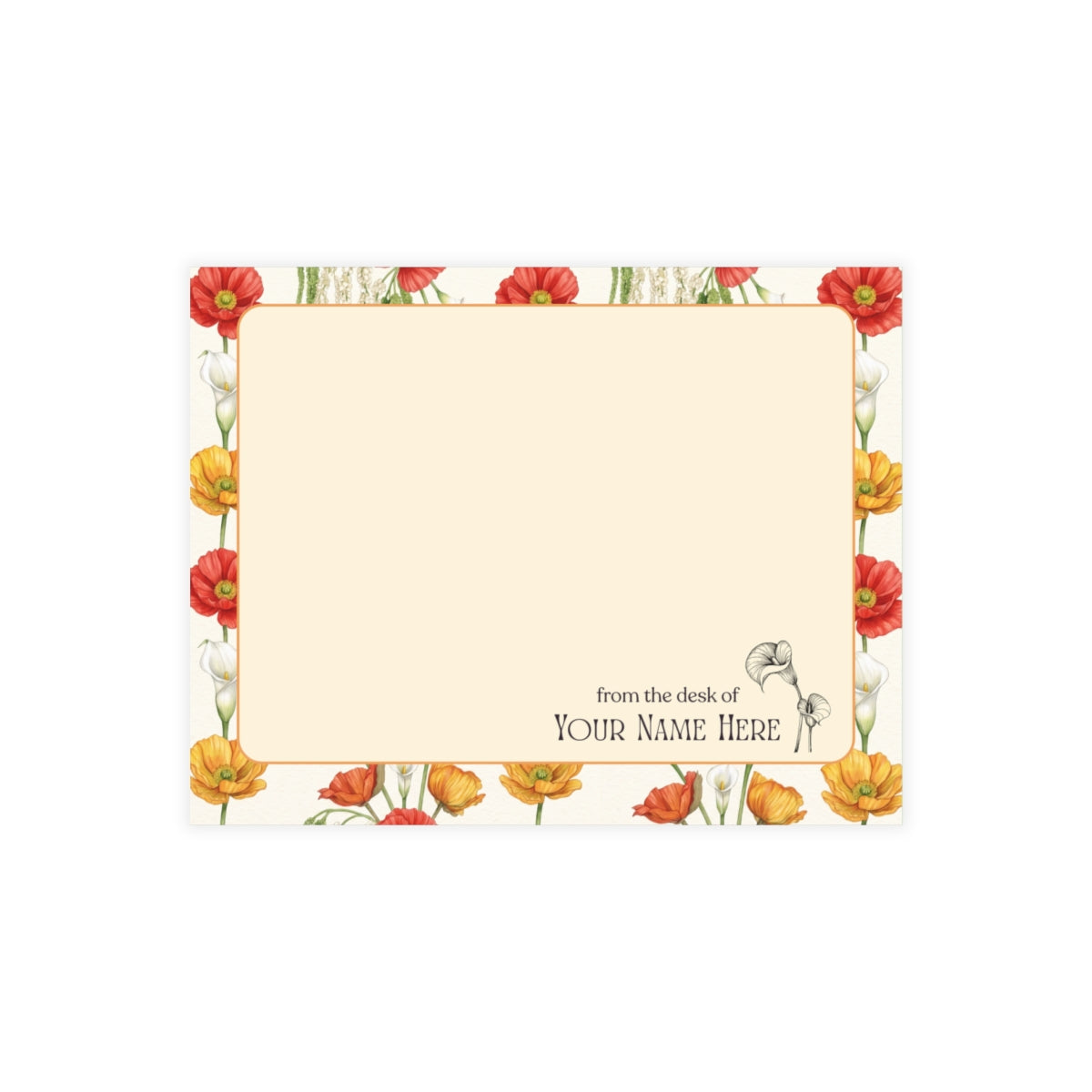 The Montauk personalized note card set with hand-illustrated NYC floral stationery.